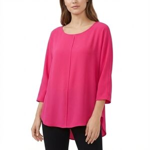 Vince Camuto Blouse Women's S Hot Pink 3/4 Sleeve Popover Top